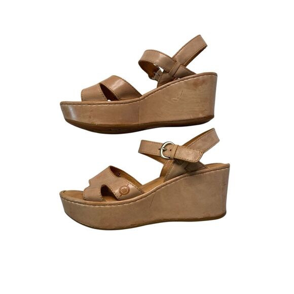 Born Wedge High Heel Wedge Platform Shoes Leather Size7M Formal Boho Beach Party - Picture 1 of 10